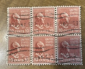 USA Scott #815 J Tyler Of Presidential Series Blk of 6, MNH, 1938 - Picture 1 of 1