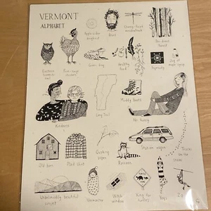 Vermont Alphabet Print Black And White As Little Cooking As Possible Yoga Barn - Picture 1 of 9