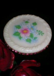 CattWalk Original ~ Vintage Porcelain Floral Rhinestone Hatpin - Picture 1 of 5