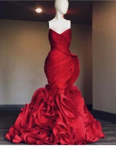 Custom Red Handmade Wedding Dress - Picture 1 of 3