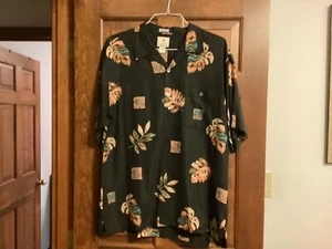 Luau Size L / Large Men's Silk Short Sleeve Button Down Shirt - Picture 1 of 3