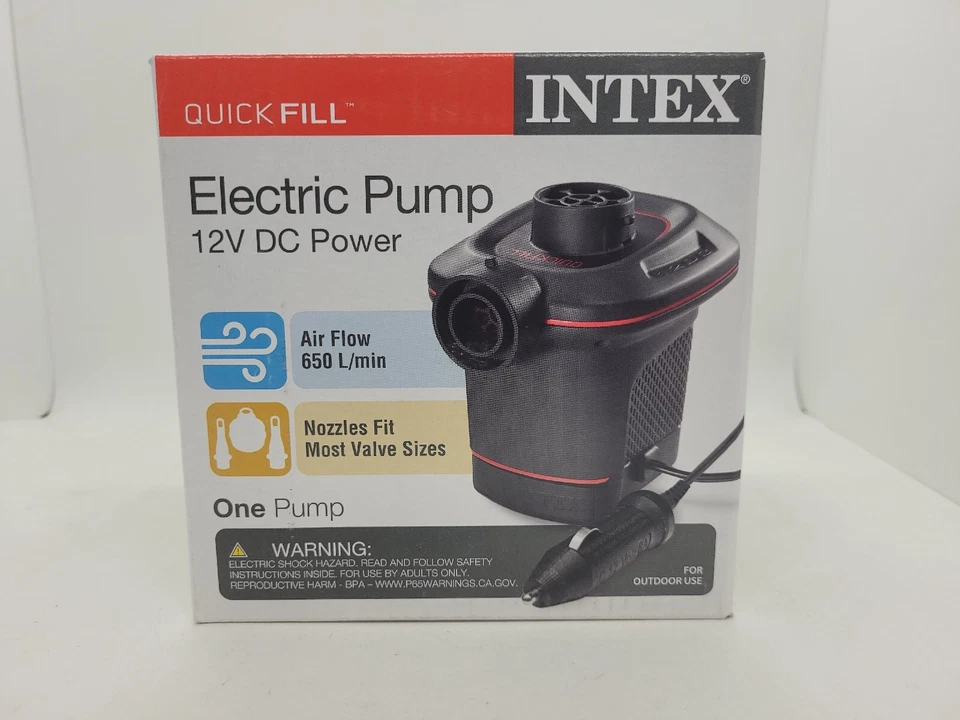 Intex Quick Fill DC Electric Air Pump 12v Car Plug Max Air Flow 21 2cfm