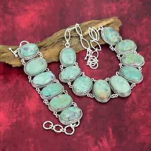 Ruby Fuchsite Gemstone Handmade 925 Solid Silver Necklace & Bracelet Jewelry Set - Picture 1 of 7
