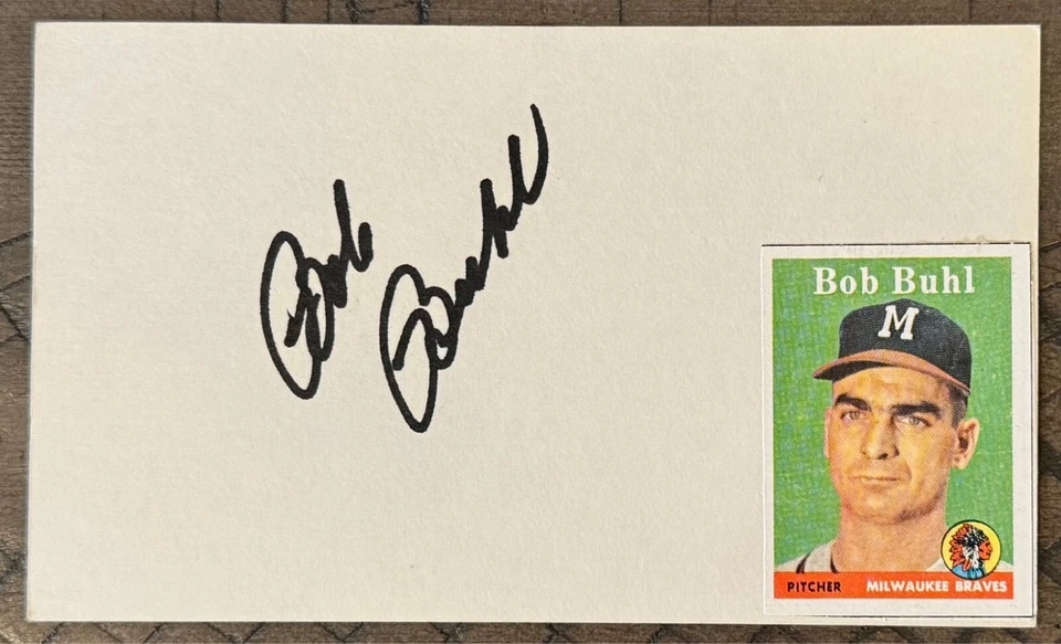鲍勃·布勒签名 3 英寸 X 5 英寸指数卡 MILWAUKEE Braves 美国职棒大联盟亲笔签名 D 2001 — 第 1/1 张图片