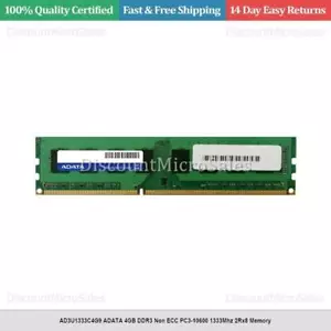 AD3U1333C4G9 ADATA 4GB DDR3 Non ECC PC3-10600 1333Mhz 2Rx8 Memory - Picture 1 of 1