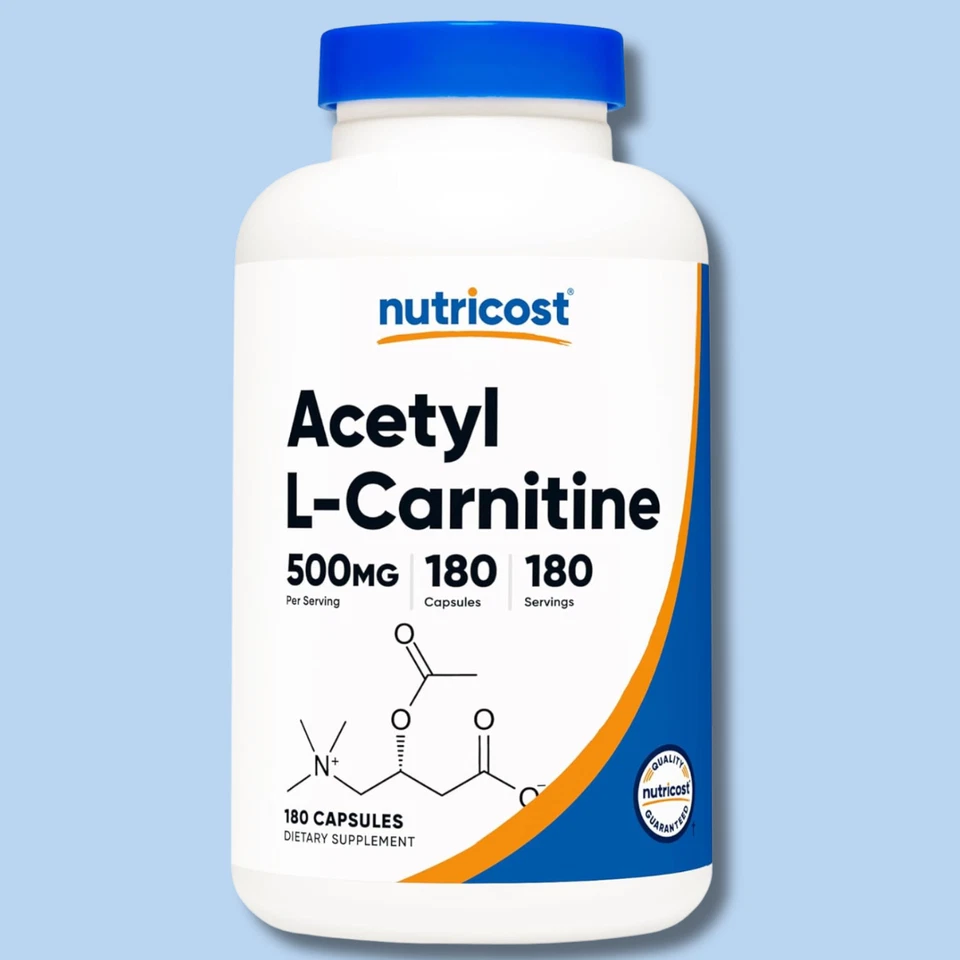 Nutricost Acetyl L-Carnitine 500mg 180 Capsules - Non-GMO and Gluten