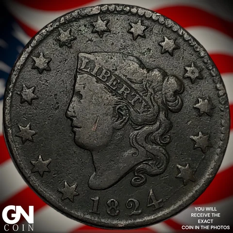 1824 Coronet Head Large Cent  Q6363 Cover