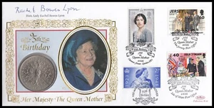 RACHEL BOWES LYON Firmado 1995 Reina Madre 95 Cumpleaños Corona Moneda Benham Cubierta - Imagen 1 de 2