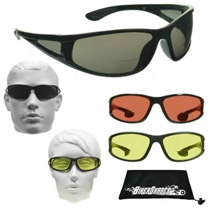 Gafas de sol de seguridad bifocales para leer hombres mujeres deportes motocicleta amarillo HD - Imagen 1 de 19