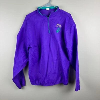 Chaqueta cortavientos vintage BIKE NYC púrpura para hombre L EE. UU. retro 1/4 cremallera ciclismo Foto 1 de 4