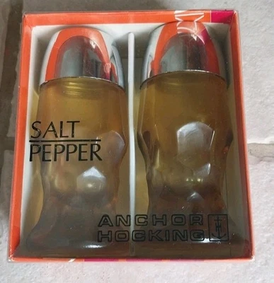 Juego de coctelera vintage de vidrio dorado ámbar georgiano Anchor Hocking años 70 Foto 1 de 4