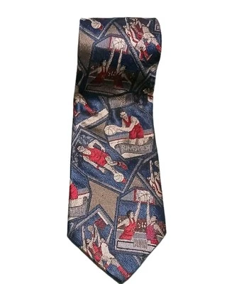 RARA CORBATA TEMÁTICA BALONCESTO 100 % SEDA MALIK & SEALY VINTAGE Foto 1 de 4