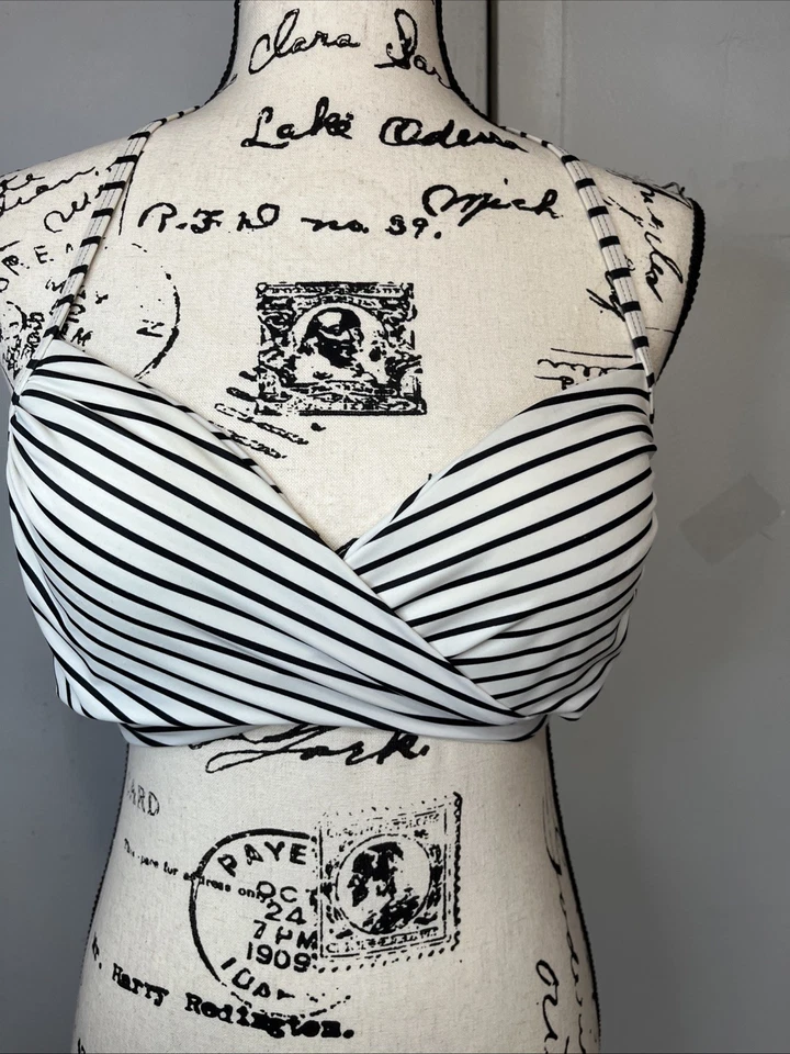 Victoria's Secret Bikini Top Swim Suit Wrap Halter Light Padding Striped - 36C - Image 1 of 4