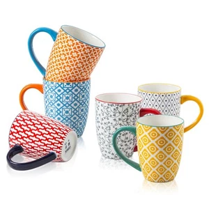 Ceramic Coffee Mugs Set - 16 Oz Large Porcelain Tea Cups with Handle for Wome... - Picture 1 of 8