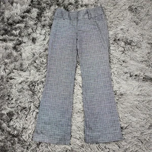 Express Design Studio Editor Pants Womens 00 Short Gray Black Plaid Bootcut - Picture 1 of 23