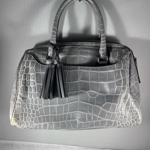 Coach Legacy Embossed Silver Grey Croc Leather Haley Satchel Handbag Read - Picture 1 of 23