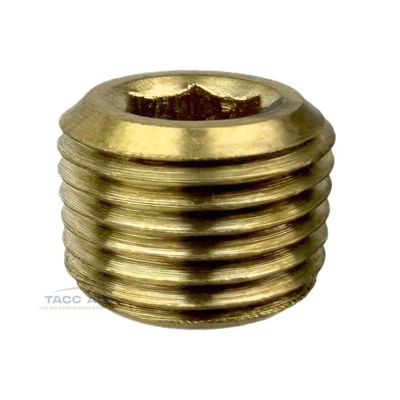 1/8" Brass Pipe Plug Countersunk Allen Hex Head Style Male NPT End Cap Fitting - Image 1 of 4