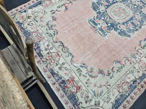 7x10 Large Vintage Handmade Pink Organic Living Room Area Rug , 80"x120" - Picture 1 of 15