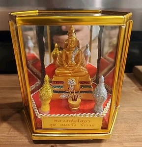 Buddha Anbetung Statue Altar Glaskasten Thai Buddhist - Bild 1 von 7