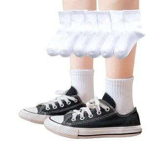 12 Pairs Kids Boys Girls Summer Thin Mesh Breathable School White Crew Socks - Picture 1 of 9