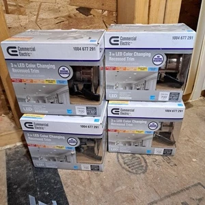 Lot Of (4) Commercial Electric 3” LED Canless Recessed Light Brushed Nickel Trim - Picture 1 of 4