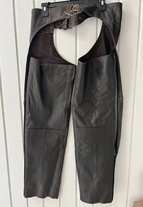 Wild Ride Motorcycle Chaps ~ Small ~ Brown ~ Adjustable Buckle Closure ~ Lined - Picture 1 of 11