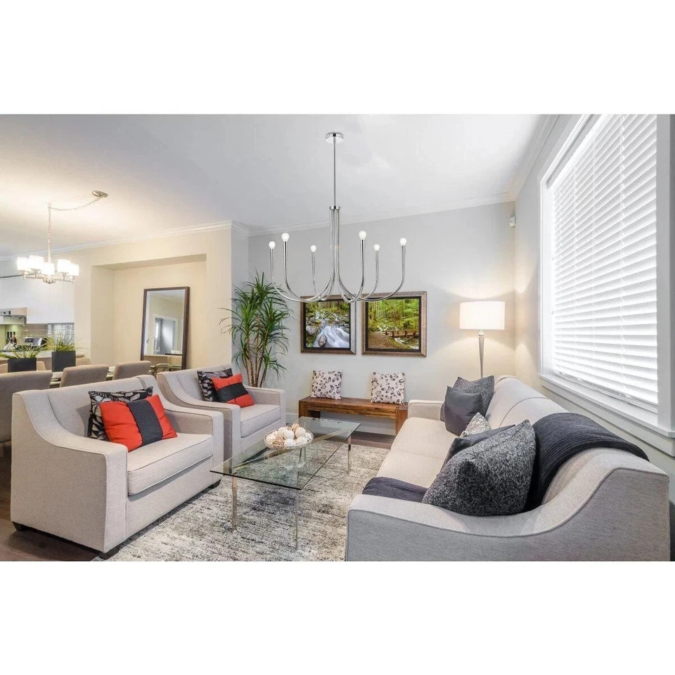 Lámpara de Techo 6 Lámparas Granja Cromo Vestíbulo Salón Comedor 36" Foto 1 de 4