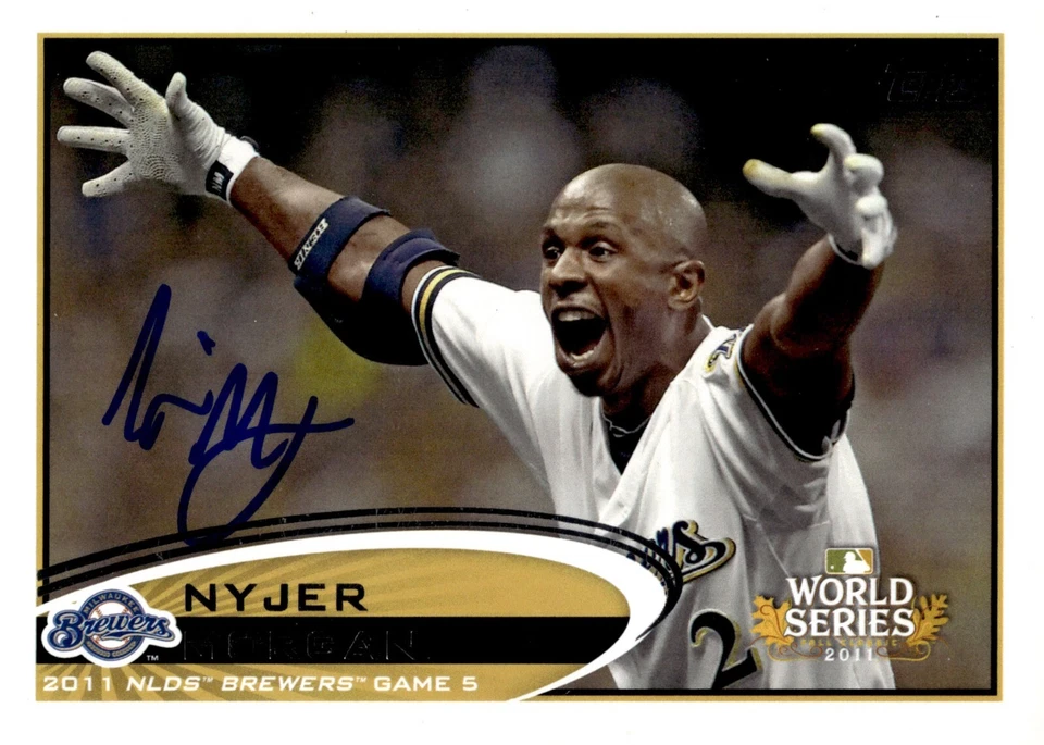 Nyjer Morgan - Signed 2012 Topps World Series 2011 #272 - Milwaukee Brewers — 第 1/2 张图片