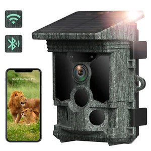Solar Powered Wildlife Trail Camera 4K 46MP WiFi Hunting Game Camera NightVision - Picture 1 of 12