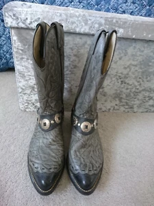 VTG LAREDO GREY LEATHER MENS COWBOY BOOTS&REMOVABLE BOOT STRAPS UK 11 EE/US 11.5 - Picture 1 of 11