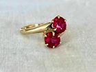 2ct Round Cut Lab Created Red Ruby Diamond Women's  Ring  14k Yellow Gold Plated