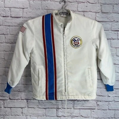 GMC Motorhome Club Great Lakes Sportswear Jacket White Sherpa Racer 80s Medium - Image 1 of 4