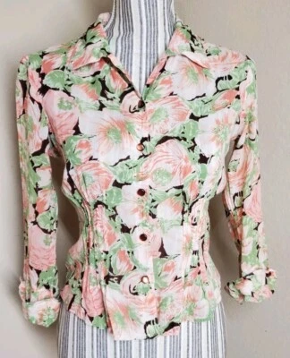 Blusa Anthropologie Odille Top viscosa y algodón talla 4*, recortada floral transparente  Foto 1 de 4