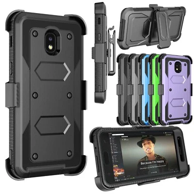 Cell Phone Shockproof Case With Belt Clip Kickstand + Screen Protector Cover - Image 1 of 4