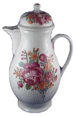 Antique 1800 Rauenstein Porcelain Floral Large Coffee Pot Porzellan Kanne German - Image 1 of 4