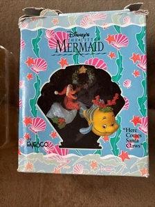 Enesco Disney The Little Mermaid Here Comes Santa Claws Ornament - Picture 1 of 5