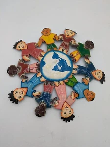 Vintage Children of the World Oil Drum Metal Hand Painted Sign 11” - Picture 1 of 5