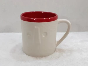 Crate and Barrel Saint Nick Mug Red White Christmas Santa 4 in 16 oz Stoneware - Picture 1 of 8