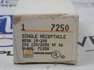 Arrow Hart 7250 Single Receptacle 20A 120/208V 4P 4W Black - Picture 1 of 5