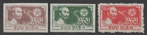 Estampillas de Vietnam del Norte 1954 Ho Chi Minh y mapa de Vietnam Scott # 1-3 MNH       - Imagen 1 de 1