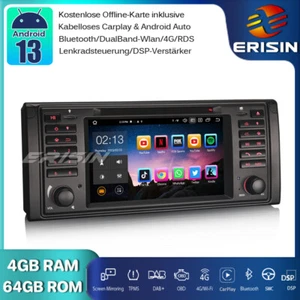64GB Android 13 Autoradio GPS DAB+ CarPlay DVD DTV OBD für BMW 5er E39 X5 E53 M5 - Bild 1 von 16