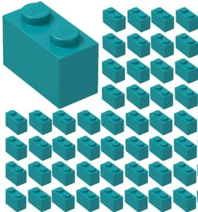 ☀️Lego x50 Dark Turquoise 1x2 Bricks building Part Piece Bulk Lot #3004 Blue sea - Picture 1 of 2