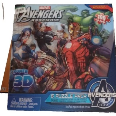 Set Marvel Avengers Montar 6 Puzzles para Niños Super 3D 100 Piezas Puzzles Foto 1 de 2