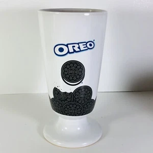 Oreo Milkshake Cookies Goblet Cup Mug Tall Ceramic Footed White Black 7" Tall - Picture 1 of 11