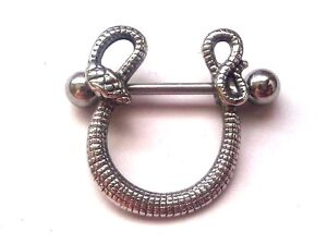 Snake Serpent Round Dangle Nipple Shield Ring Bar body piercing jewellery