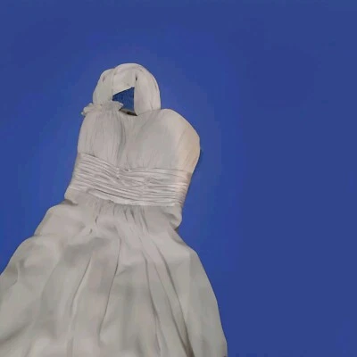 Boho Straps Lace-Up Back Sheath Chiffon Wedding Dress With Ruching And Flower - Image 1 of 4