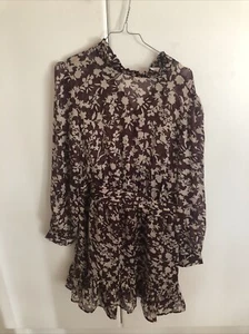 Vestido Mango Talla L Flores Burdeos Y Crudo - Imagen 1 de 6