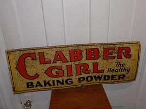 Vintage Clabber Girl The Healthy Baking Powder Tin Sign - Picture 1 of 6