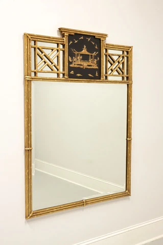 FRIEDMAN BROTHERS Gold Gilt Faux Bamboo Japanese Pagoda Mirror Cover