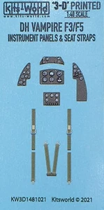 KW3D1481021 Kits-World 3D Calcomanías 1:48 de Havilland Vampire F.3 Panel de Instrumentos - Imagen 1 de 3